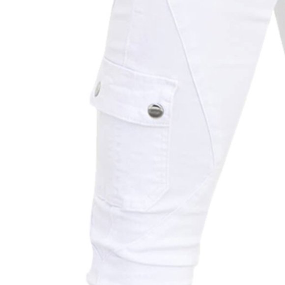 *SALE* White Drawstring Cargo Skinny Jeans - Picture 5 of 5